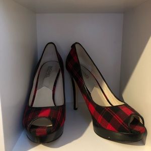 Michael Kors Red & Black Plaid Heels